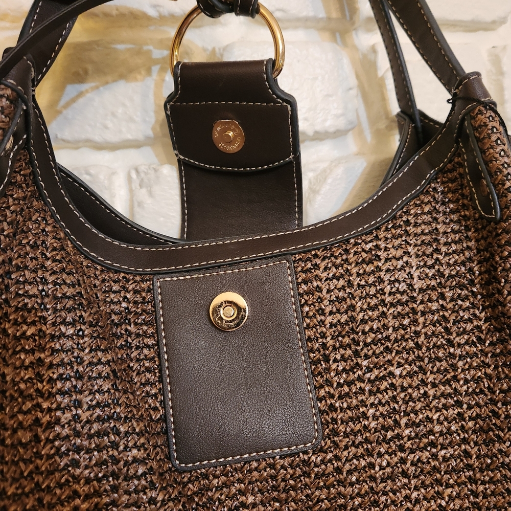 Carpisa NWOT Italian Style Brown Woven Shoulder Purse - Picture 7 of 16